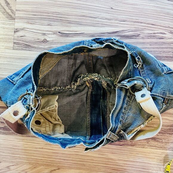 Levi's Vintage Jeans Purse Boho Bag Distressed Big E Denim - Picture 14 of 16